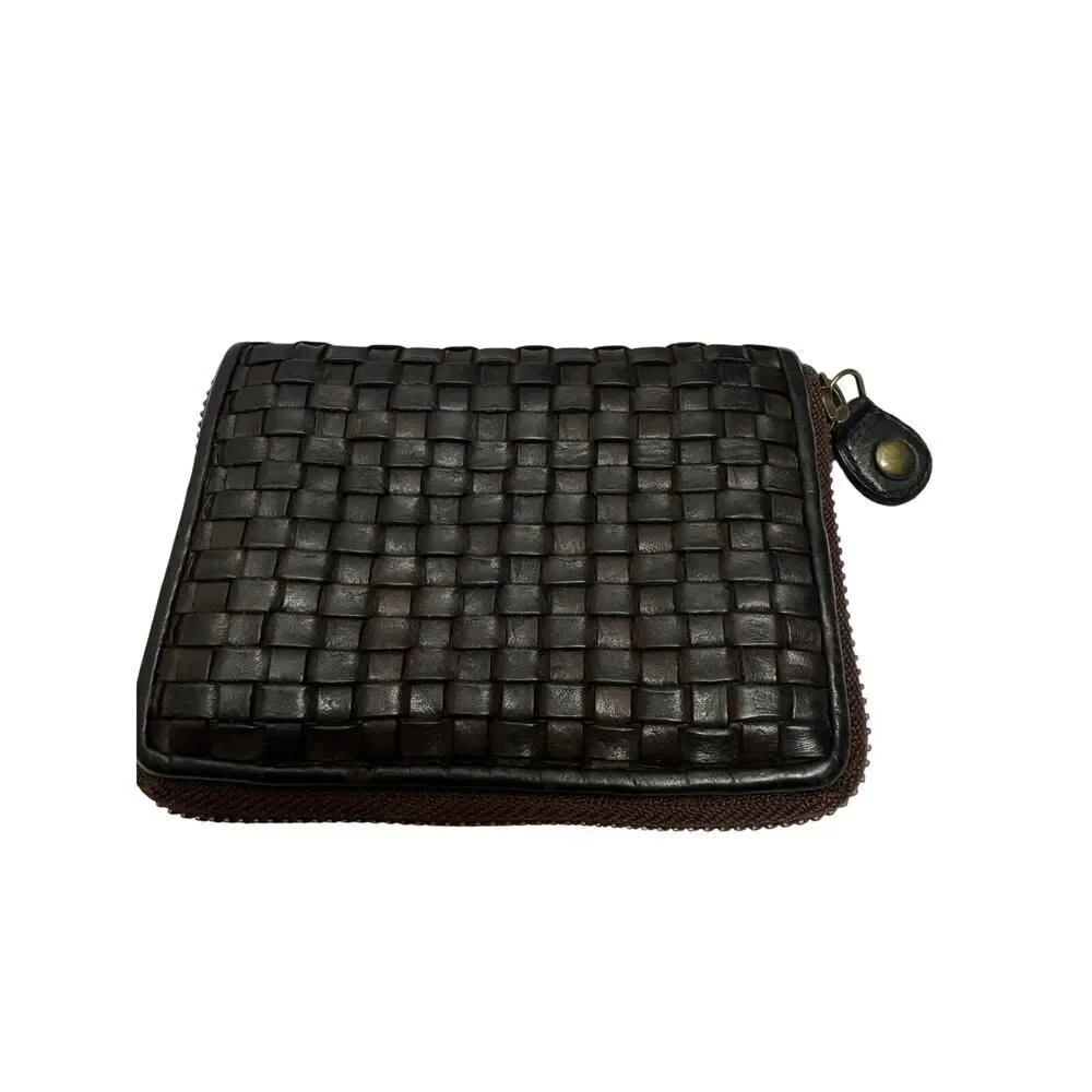 Ashwood Small Leather Dark Brown Zip Wallet